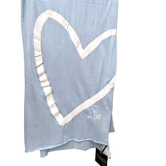 Peace Love World Oversized Scarf Light Blue Oblong Heart Peace Sign 14x84 NWT - Picture 2 of 9